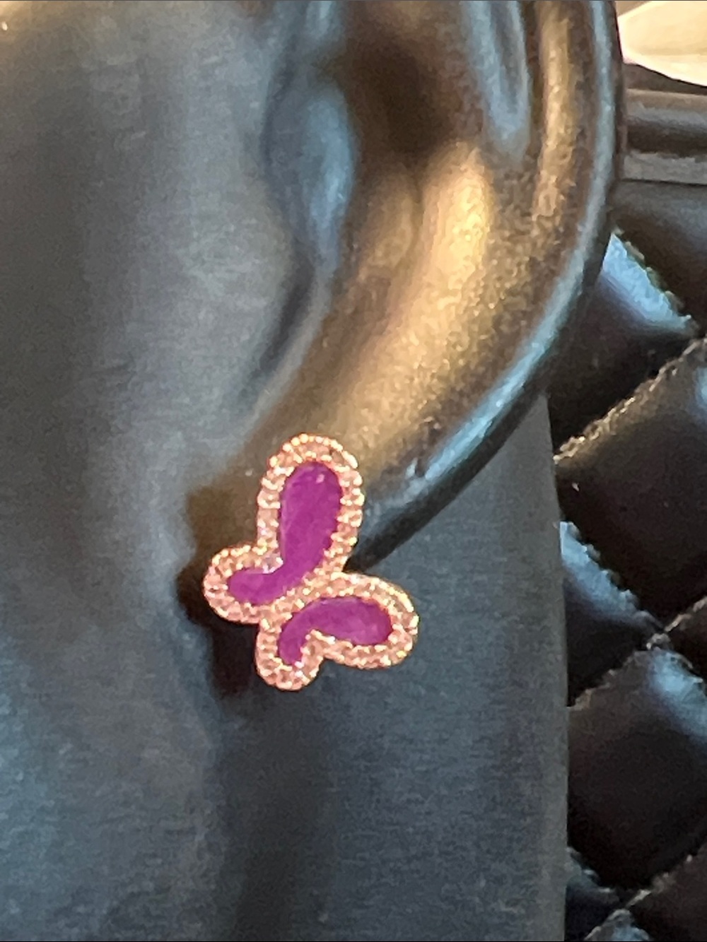 Purple Butterfly Stud Earrings - Unbranded